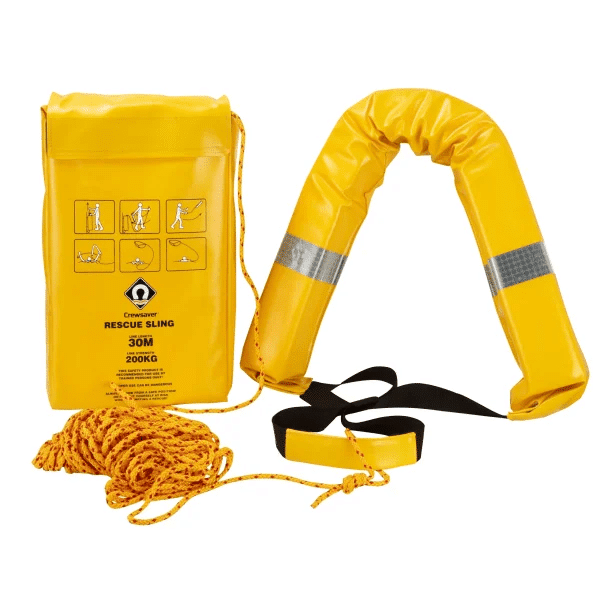 rescue sling flotation device with rope and carry bag
